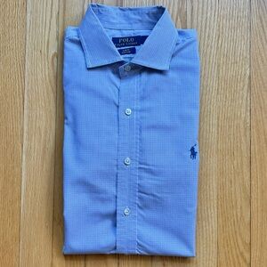 Polo Ralph Lauren Men’s Long Sleeve Dress Shirt Easy Care Slim Large Blue Checks